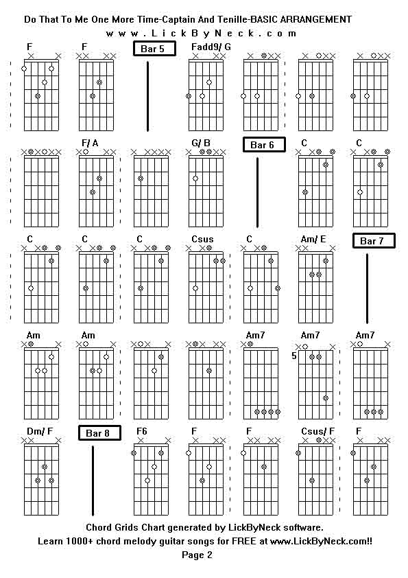 Chord Grids Chart of chord melody fingerstyle guitar song-Do That To Me One More Time-Captain And Tenille-BASIC ARRANGEMENT,generated by LickByNeck software.